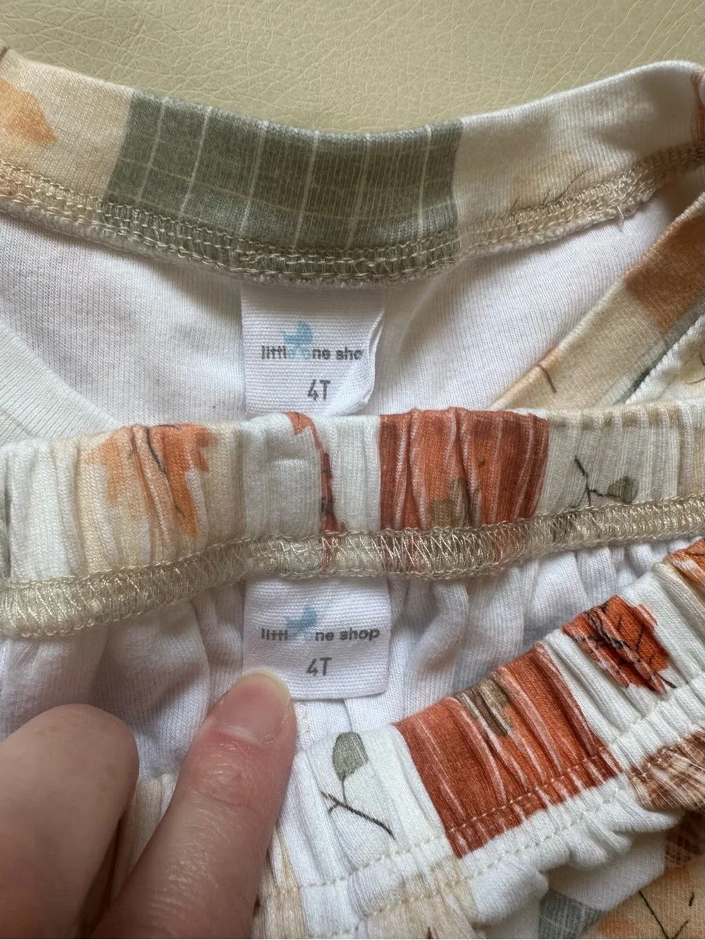 4t Little One Shop Cozy Fall Leaf Cotton Oversized Set - White, Rust & Sage